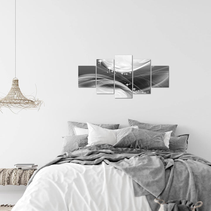 Runa Art Wandbilder Abstrakt 5 Teilig Bild auf Vlies Leinwand Deko Wohnzimmer Schlafzimmer Diamant S