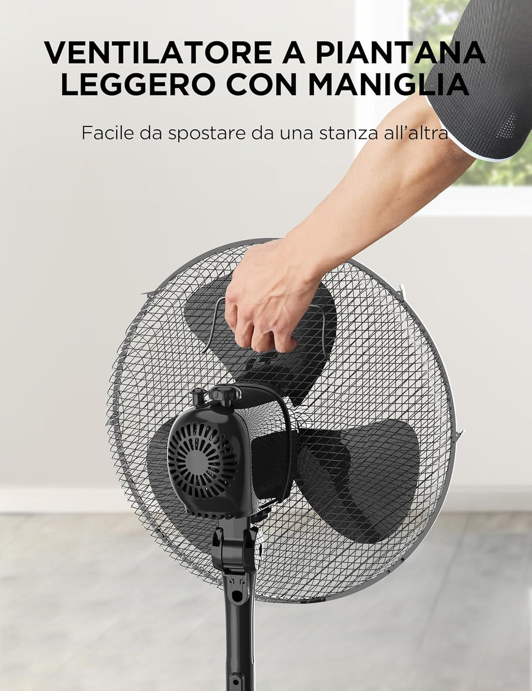 Midea Standventilator 40 cm FS40-25MSE(BL) Kupfermotor Leistungsstark, 3 Geschwindigkeiten, 90° Oszi