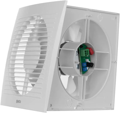 EUROPLAST Ø 150mm Bad-Lüfter mit Feuchtesensor und Timer - Leise Ventilator - Kunststoff - Weiss Ø 1