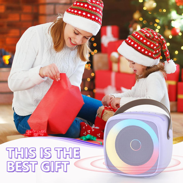 Karaoke Maschine 2 Mikrofone für Jungen Mädchen, tragbare Bluetooth-Lautsprecher mit dynamischen Lic