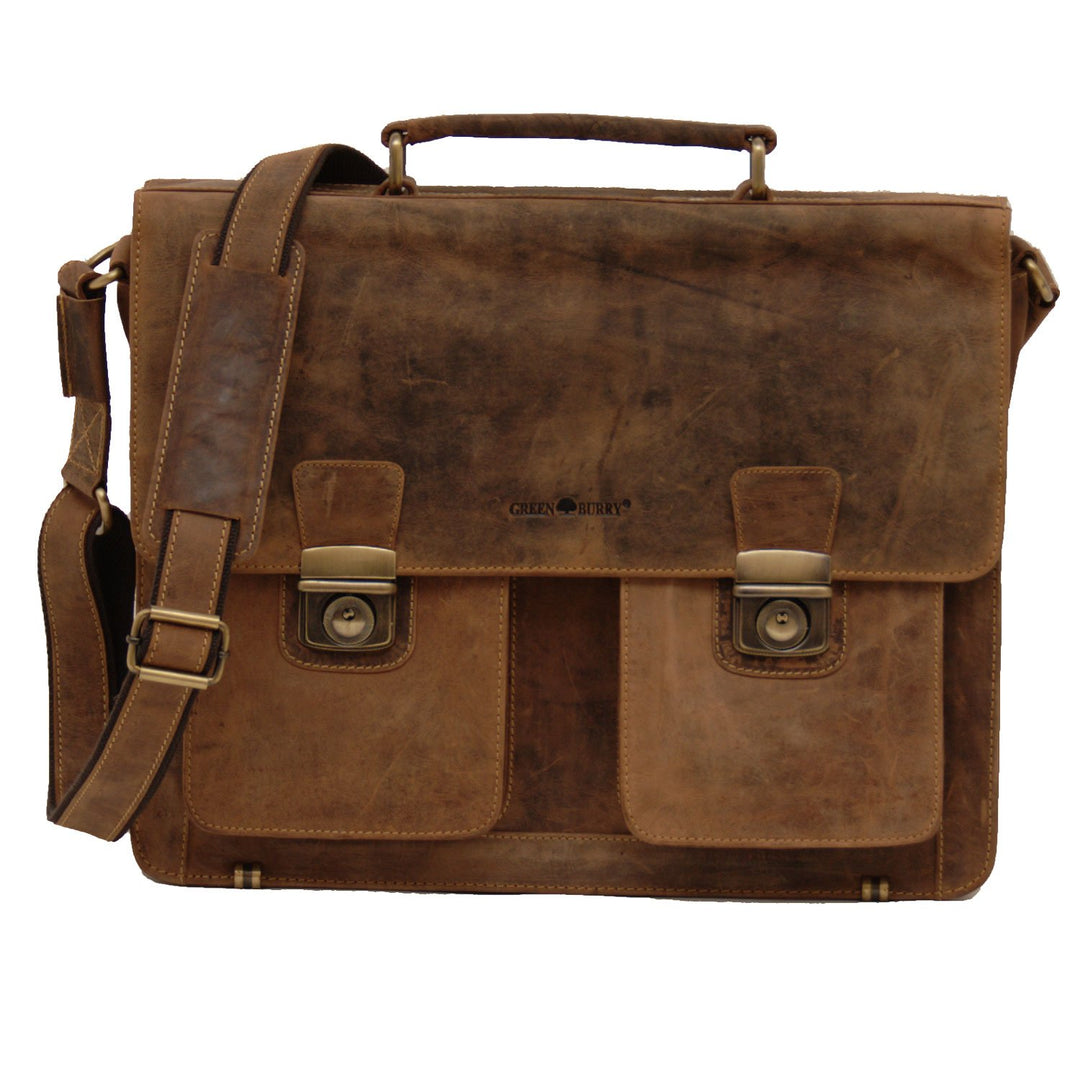 Aktentasche Aktenkoffer Aktenmappe Schultasche 10-aus geschliffenen gewachsten Rindleder - sattelbra