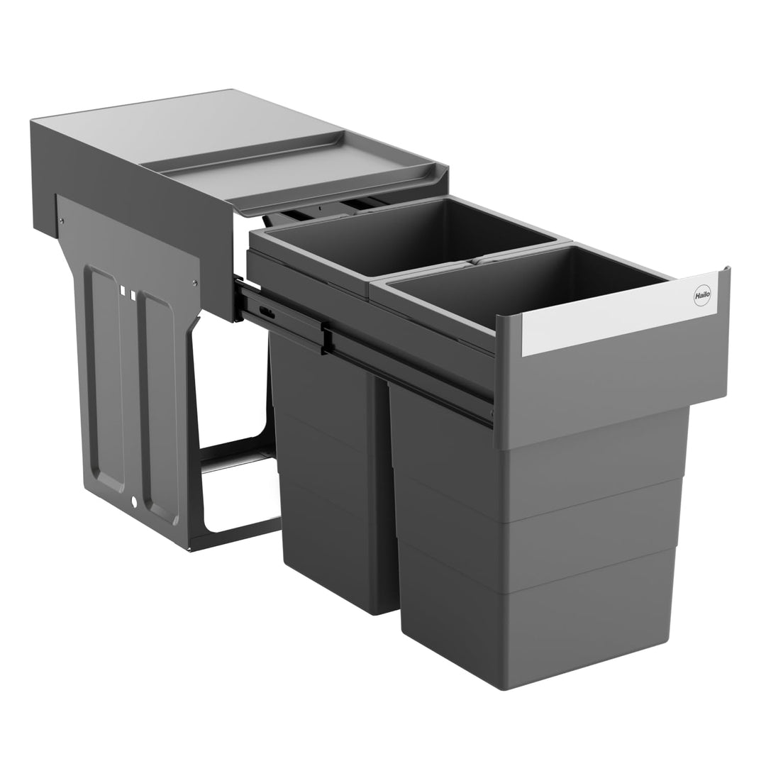 Hailo Abfallsammler 3666901 - Tandem Einbaumülleimer 2x 13 Liter - Abfalltrennsystem für Unterschrän