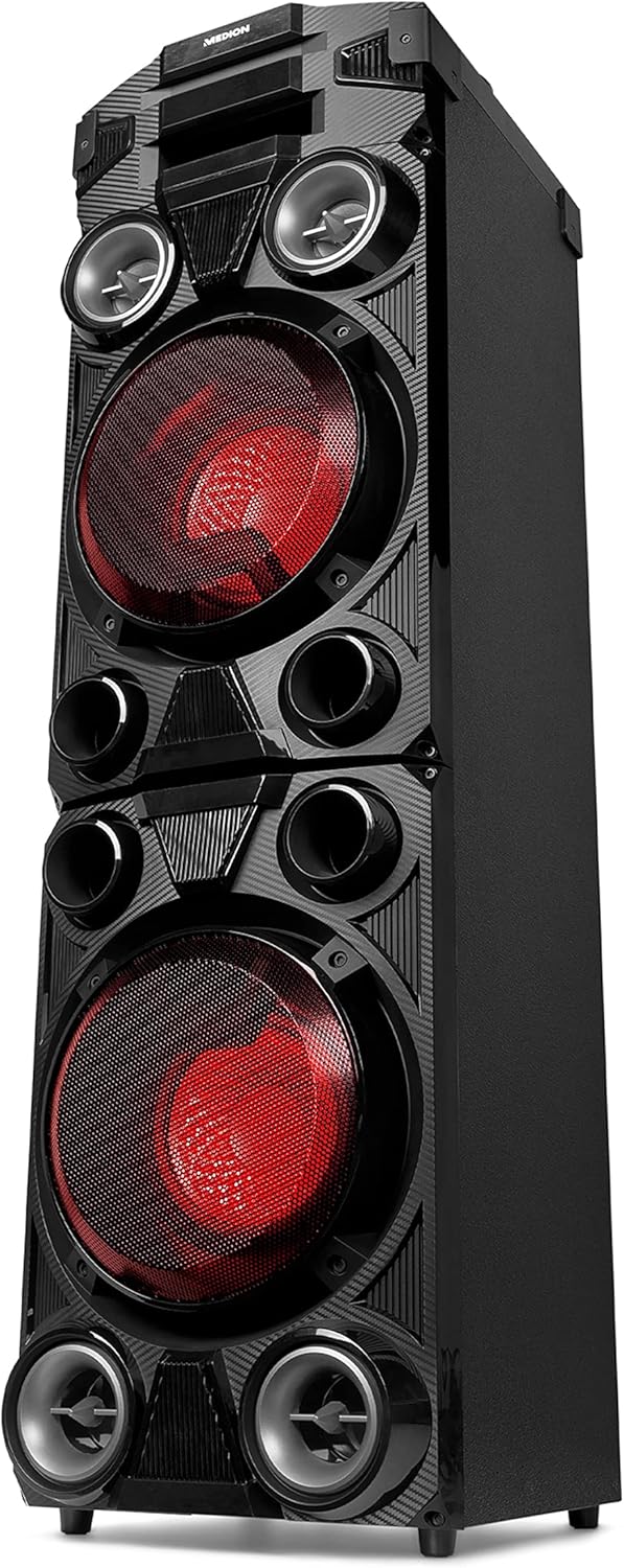 MEDION X67015 Party-Soundsystem mit Bluetooth 2.1 (Kompaktanlage, 1000 Watt, 2 x 100 Watt RMS, PLL U