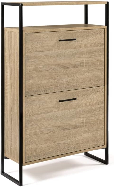 IDMarket - Schuhmöbel 12 Paar LUIS 2 Türen mit oberem Regal im Industriedesign