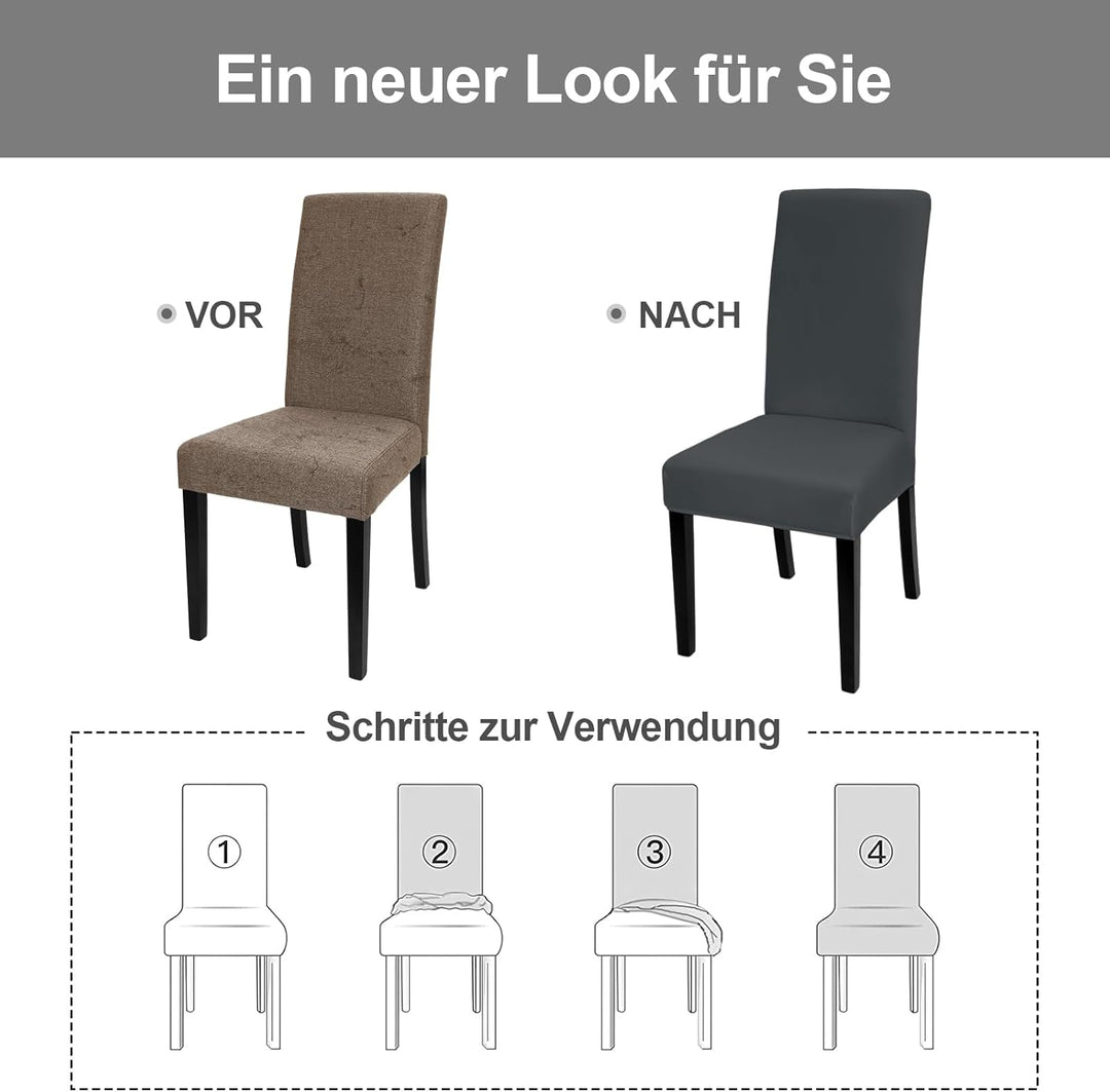 Yugarlibi Stuhlhussen 6er Set Stretch Stuhlhussen Schwingstuhl Elastische Hussen Stuhlbezug Abnehmba
