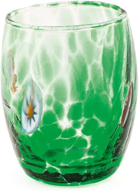 H&h set 6 bicchieri veneziano in vetro decorato multicolore cl 5