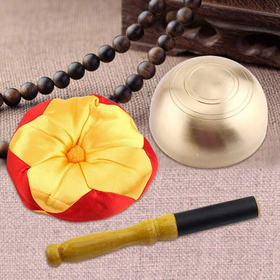 Walfront Tibetischer Buddhismus Meditation Yoga Messing Klangschale Stick mit Kissen Handwerk, buddh