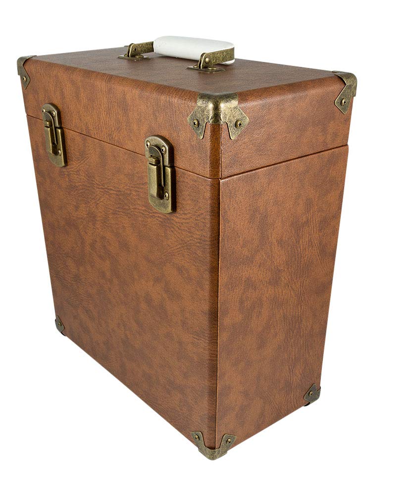 GPO CASE12 Tragbares Aufbewahrungsbox für 12" Schallplatten (für bis zu 30 Vinyl-Schallplatten), Bra