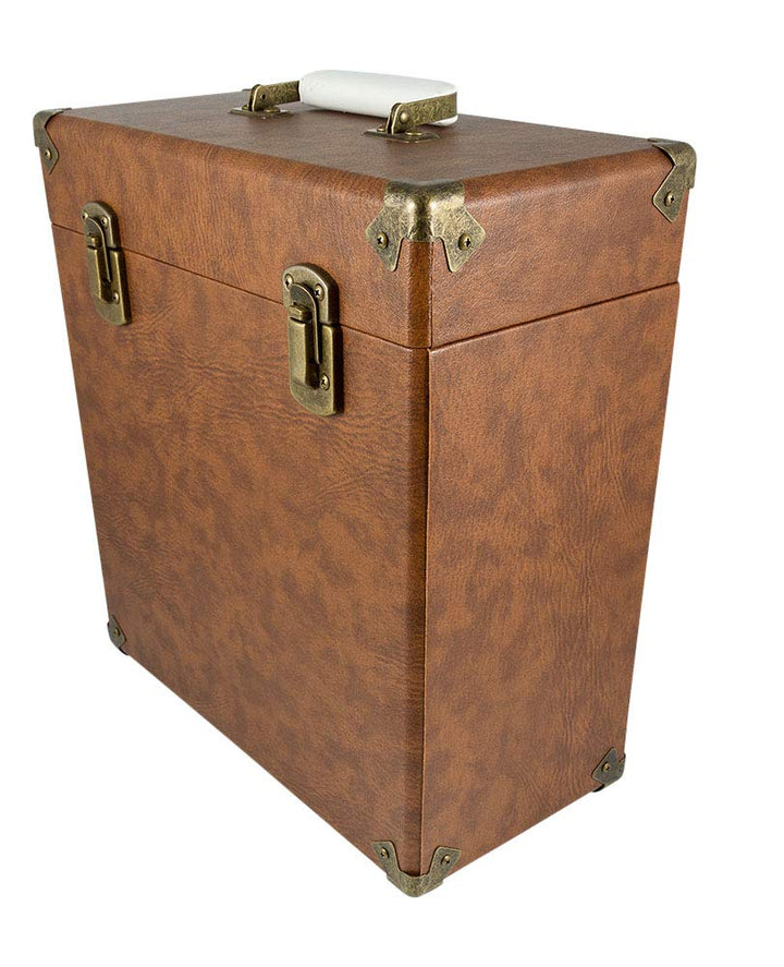 GPO CASE12 Tragbares Aufbewahrungsbox für 12" Schallplatten (für bis zu 30 Vinyl-Schallplatten), Bra