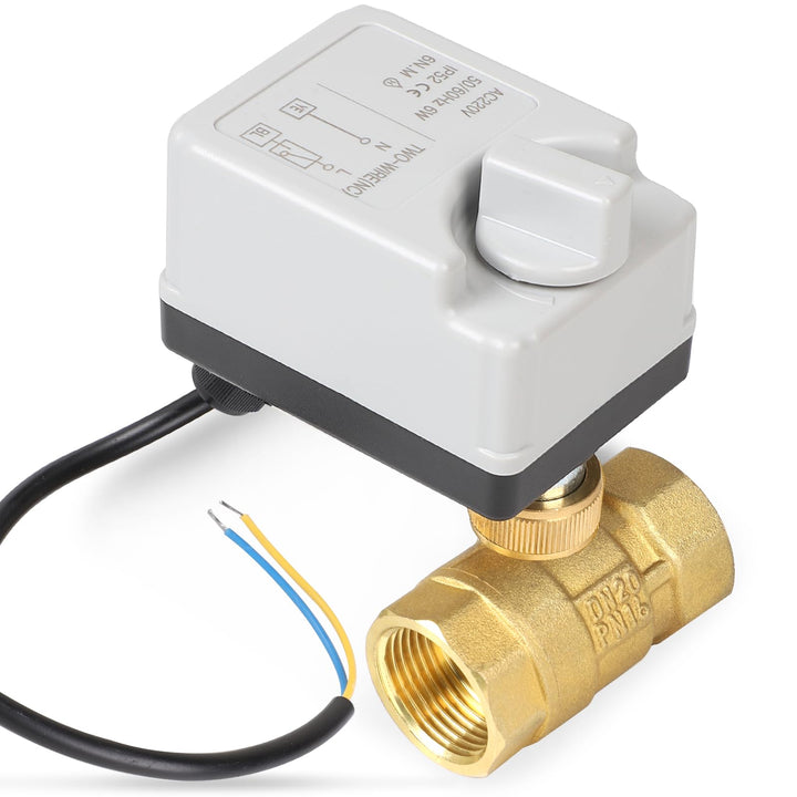 SWAWIS 2 Wege Motorkugelhahn mit Manueller Funktion, DN20 3/4 Zoll AC220V Zonenventil Kugelventil El