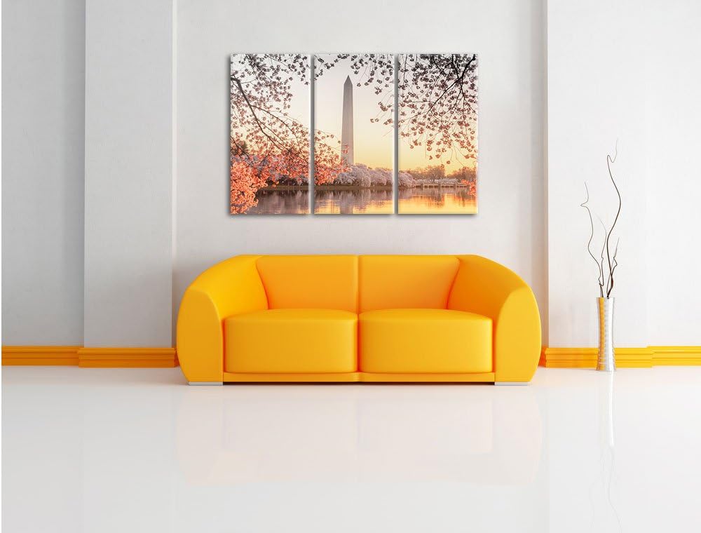 Pixxprint Jefferson Memorial als Leinwandbild/Grösse: 3 Teilig (120x80 cm) cm/Wandbild/Kunstdruck/fe