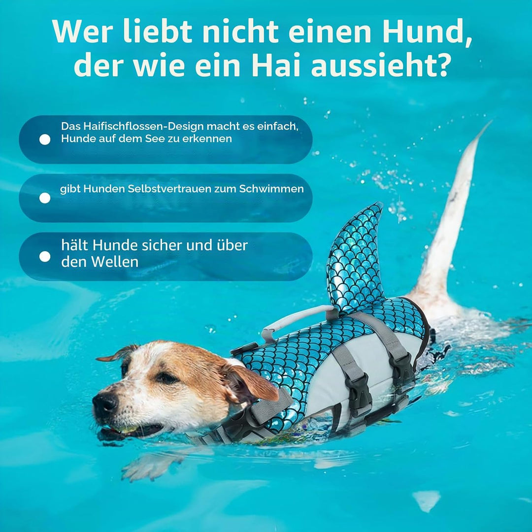 Rettungsweste für Hunde, Hundschwimmweste Verstellbare Sicherheitsjacke für Hundeflotation Hai Siche