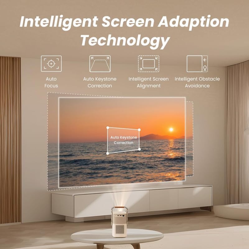 Beamer Outdoor mit wiederaufladbarem Akku, Beamer Sound von JBL, Native 1080P 450ANSI FHD Tragbarer