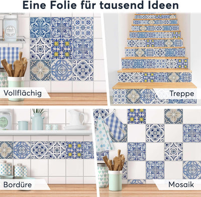 40 Stück Fliesenfolie für Bad und Küche 10x10 cm - Mosaikfliesen, Fliesensticker - Stickerfliesen, F