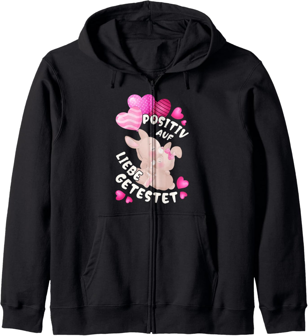 Valentinstag für Paare, Hasen mit Herzluftballons Kapuzenjacke