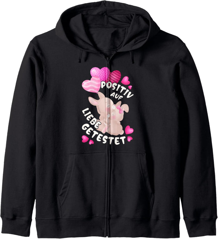 Valentinstag für Paare, Hasen mit Herzluftballons Kapuzenjacke