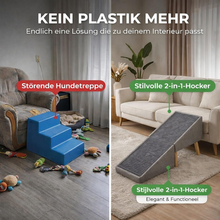 Hunderampe Klappbar - rutschfeste Hunderampe Bett & Sofa, für kleine & grosse Hunde, Multifunktional