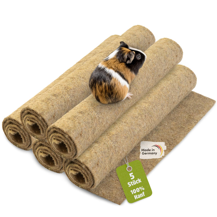 Hanfmatten für Nager (5 STK.) - Grösse 100 cm x 50 cm, 5 mm Dicker Nagerteppich aus 100% Hanf - Nage
