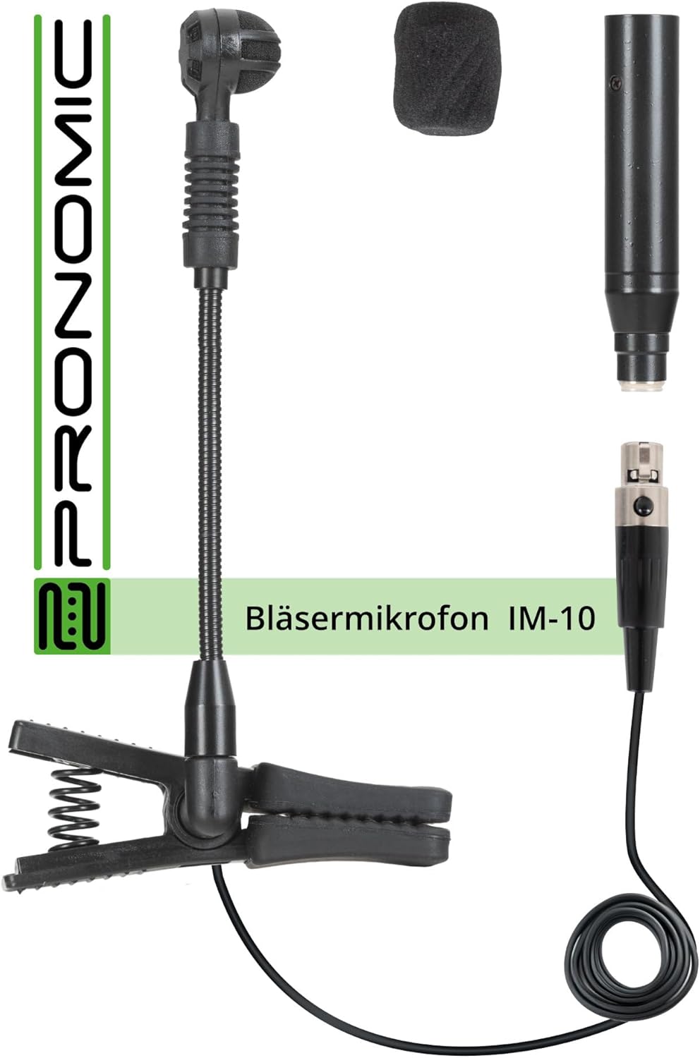 Pronomic IM-10 Bläsermikrofon (Clip-Kondensatormikrofon, für Blasinstrumente, Schwanenhals, inkl. Ph