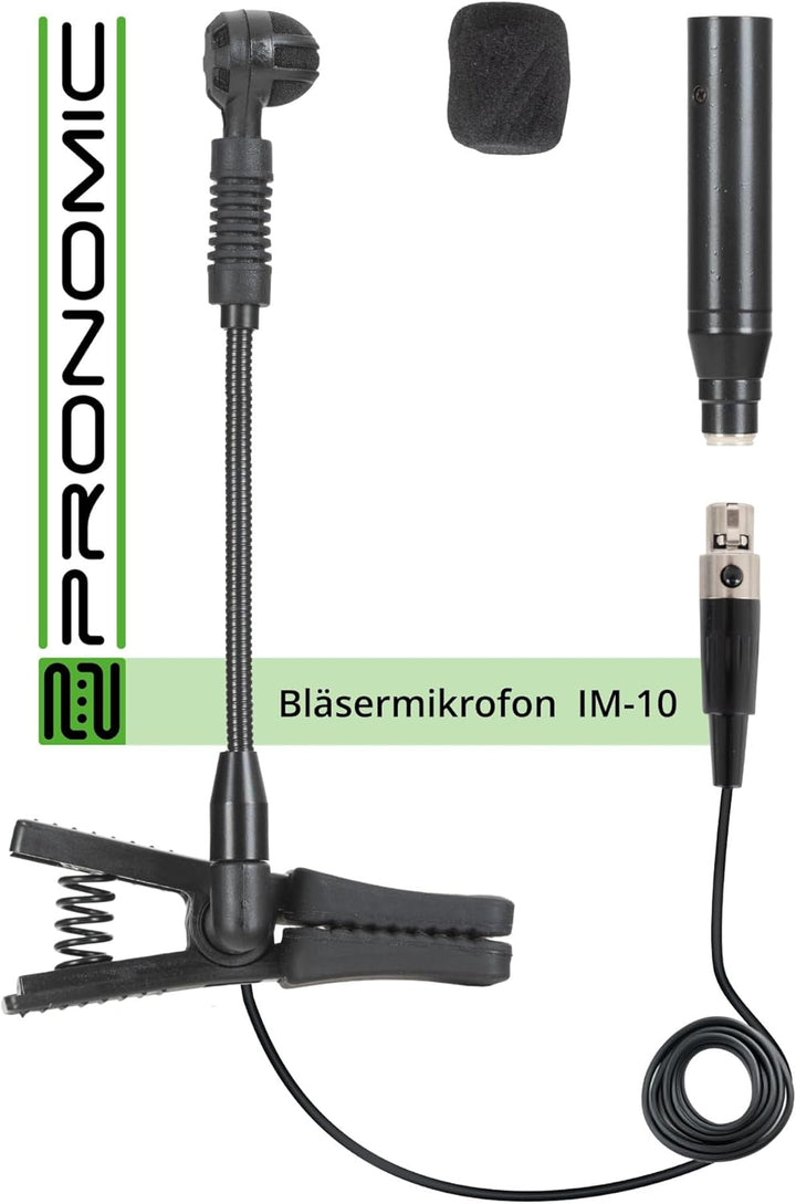Pronomic IM-10 Bläsermikrofon (Clip-Kondensatormikrofon, für Blasinstrumente, Schwanenhals, inkl. Ph