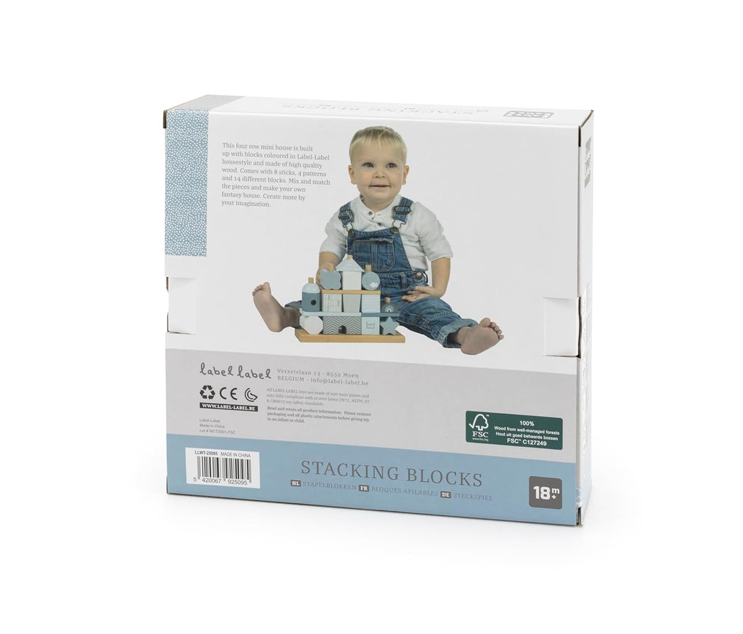 Steckspiel Haus blau I Personalisierbares Geschenk zur Geburt Jungen I Handmade Holzspielzeug I Pers