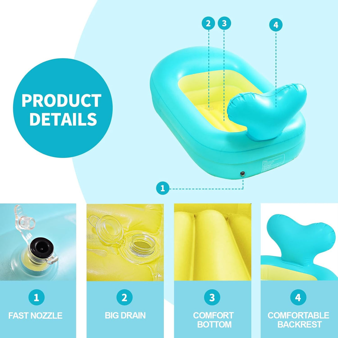 Aufblasbare Baby-Badewanne im Wal mit Rückenstütze und Tier-Design, geräumige, tragbare faltbare Bad