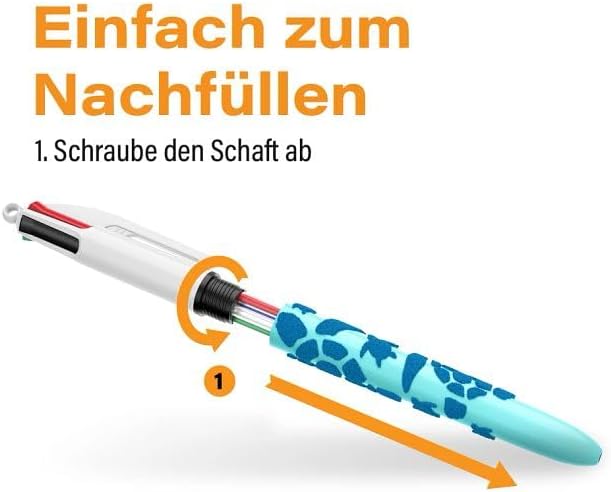 BIC 4 Farben Kugelschreiber Set 4 Colours Velours, mit samtiger Oberfläche in Dschungelmotiven, 12er