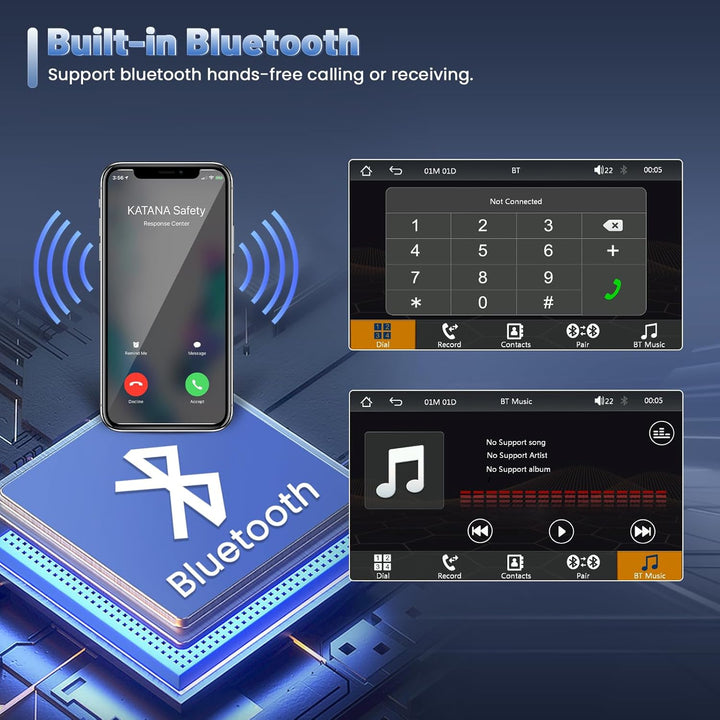 Bluetooth Autoradio 2 Din Kompatibel mit Wireless Carplay Android Auto 7 Zoll Touchscreen Autoradio