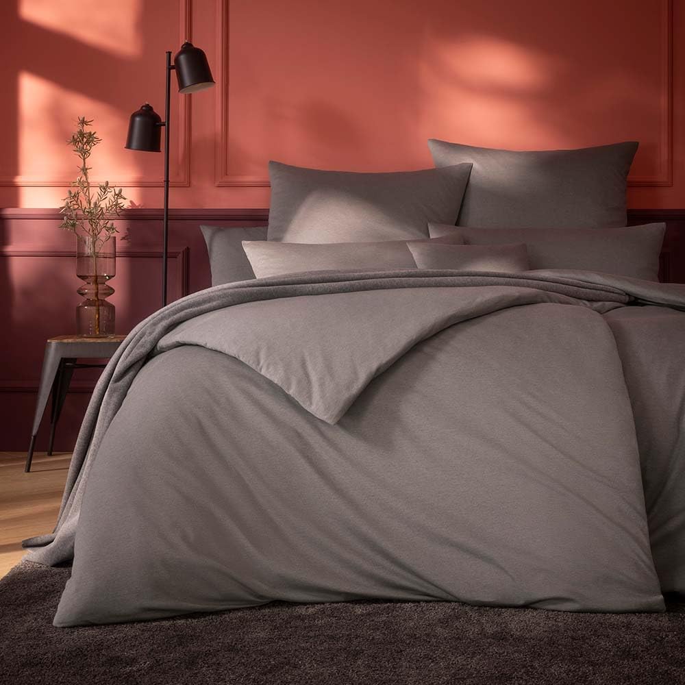 ESTELLA Bettwäsche Takoma | Taupe | 135x200 + 80x80 cm | bügelfreie Interlock-Jersey-Qualität | pfle