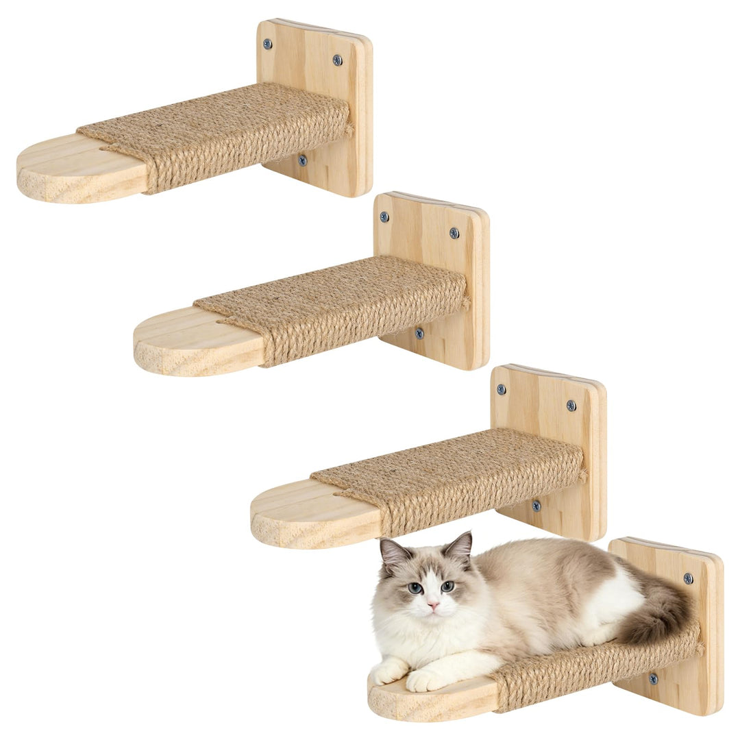 Katzentreppe Wand 4pcs, Kletterwand Katzen,Wandliege Kletterwand Katzen mit Juteseil zum Kratzen, fü