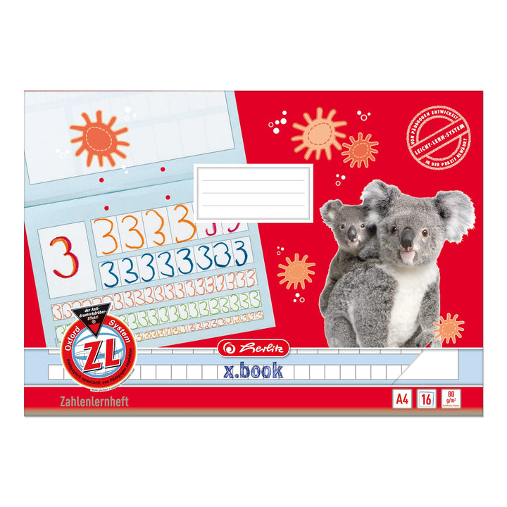 Herlitz Zahlenlernheft x.book A4 quer, Lineatur ZL, 1. Klasse, 16 Blatt, 10 Stück