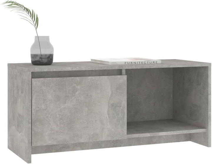 homiuse TV Board Betongrau 90x35x40 cm Holzwerkstoff Fernsehschrank Fernsehtisch TV Lowboard TV Komm