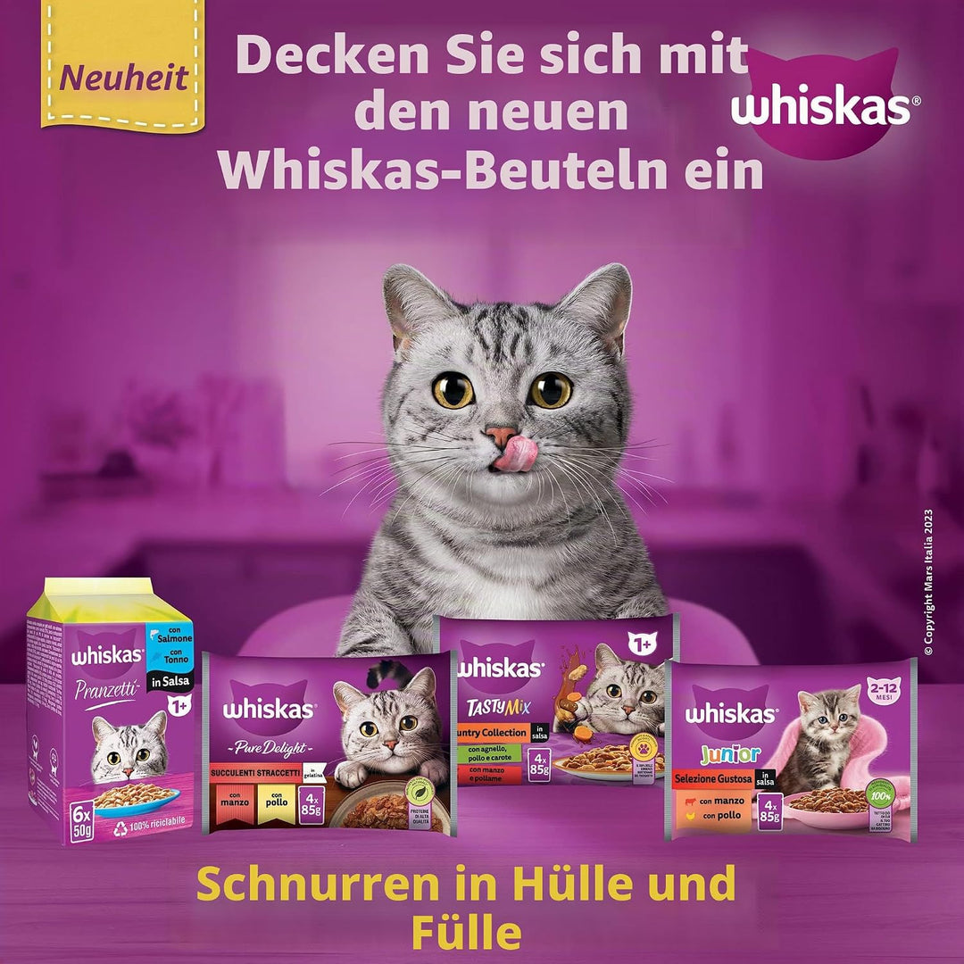 Whiskas Nassfutter für Katzen, Kollektion Country in Sosse, 13 x 4 x 85 g Whiskas Tasty Mix Country