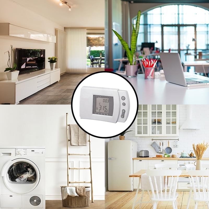 Programmierbarer digitaler Uhrenthermostat, warm/kalt. Weiss