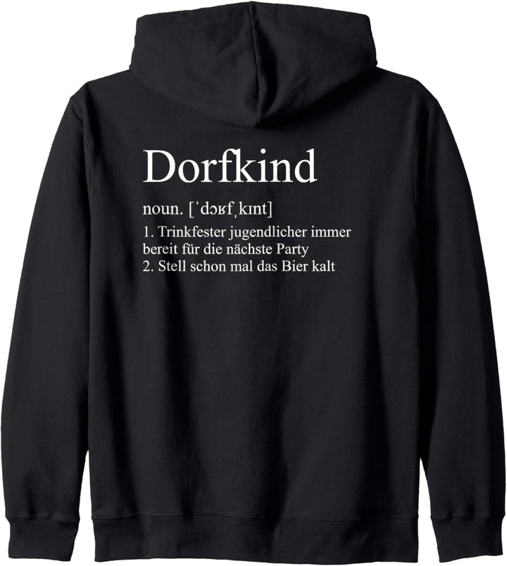 Dorfkind - Trinkfester Jugendlicher Spruch Rückenprint Kapuzenjacke