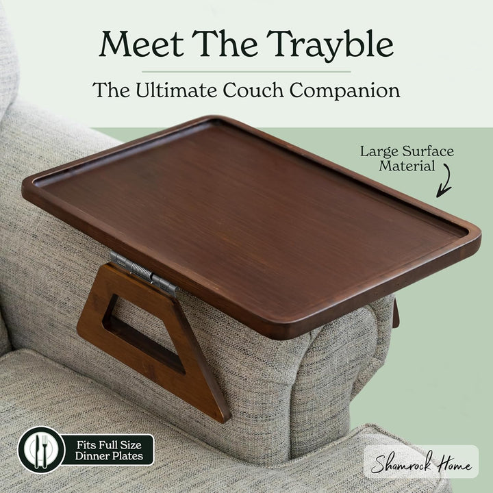 Shamrock Home Bambus-Tablett, Couch-Arm-Tisch, Clip-On-Tablett, Sofatisch für Sofas, Armlehnen für T