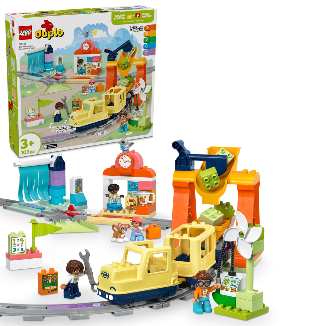 LEGO DUPLO Town Grosse interaktive Eisenbahn, Bauspielzeug für Kleinkinder ab 3 Jahren, Push & Go Lo