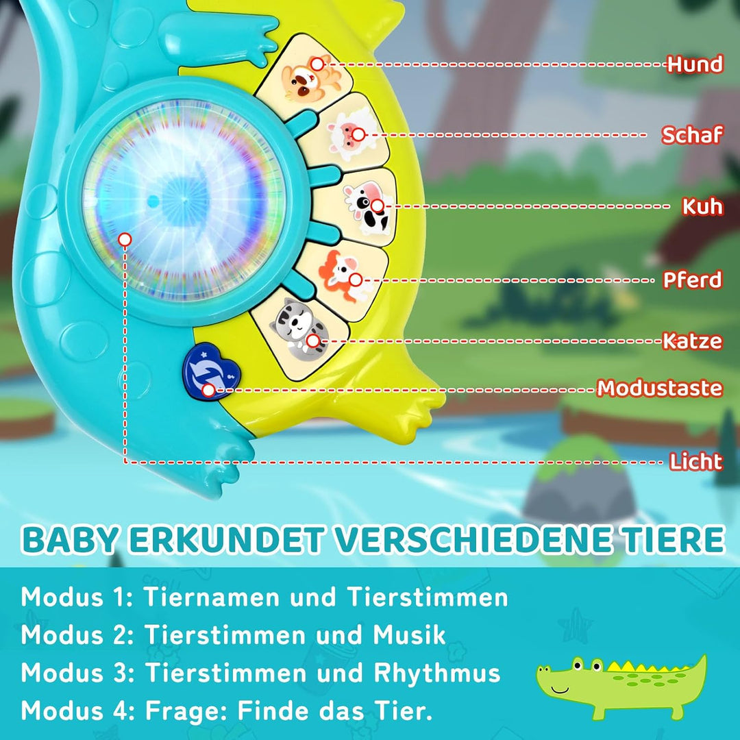 Musikalisches Spielzeug für Baby ab 1 Jahr Lernspielzeug Gitarre mit Tiergeräuschen, Musik Spielzeug
