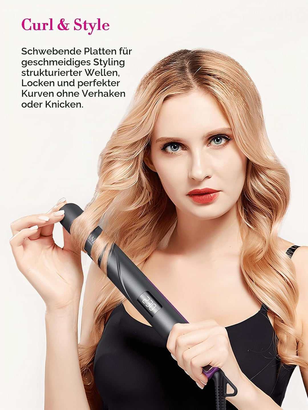 LANDOT Glätteisen &amp; Styler für Glattes, Geschmeidiges &amp; Weiches Haar mit Verbesserter Glanz - Haargl