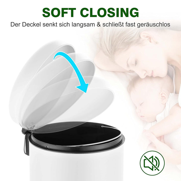 Ribelli 30L Mülleimer aus Edelstahl, Treteimer mit Inneneimer, Soft Closing Mülltrennung Abfalleimer