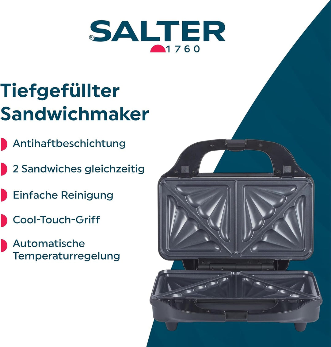 Salter Sandwich-Toaster – Antihaftbeschichteter, Deep Fill Toastie-Maker, zusammen mit 2 getoasteten