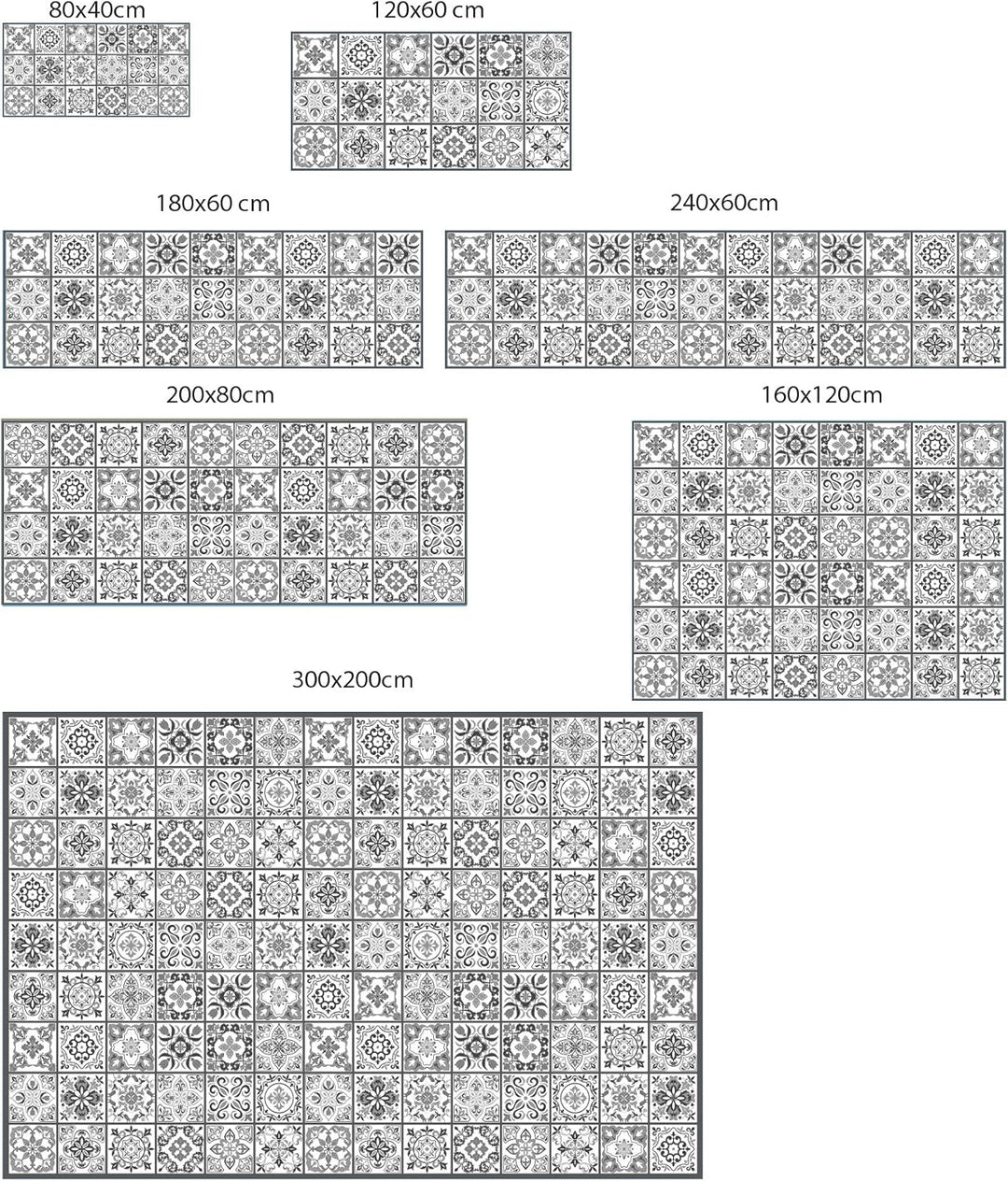 Nivellpublicitari Hydraulic Vinyl-Teppich, 120 x 60 cm, Schwarz-Grau - Küchenteppich - Badezimmertep