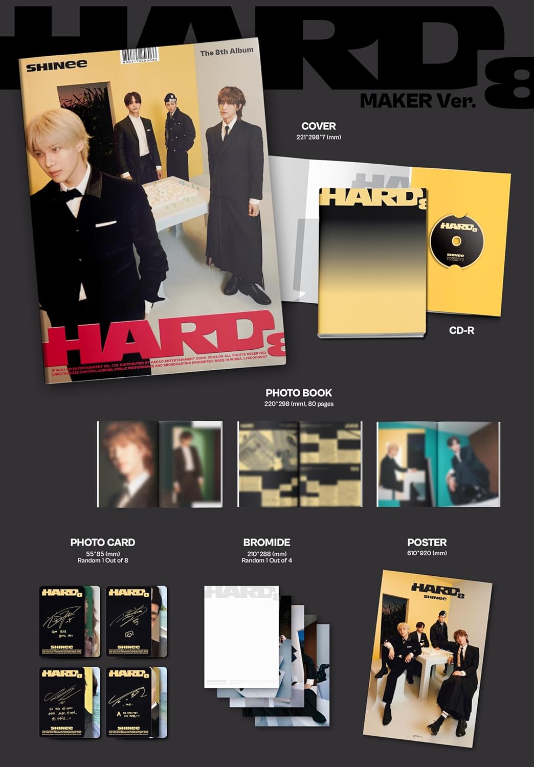 SHINee HARD 8th Album Contents+POB+Tracking Sealed (PhotoBook SET(A+B+C))