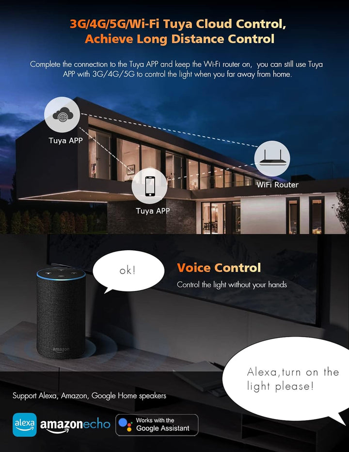 230V Dimmer mit Wifi + Funk + Push-Dim, TRIAC, universell einstellbar für LED mit Phasenan- oder Pha