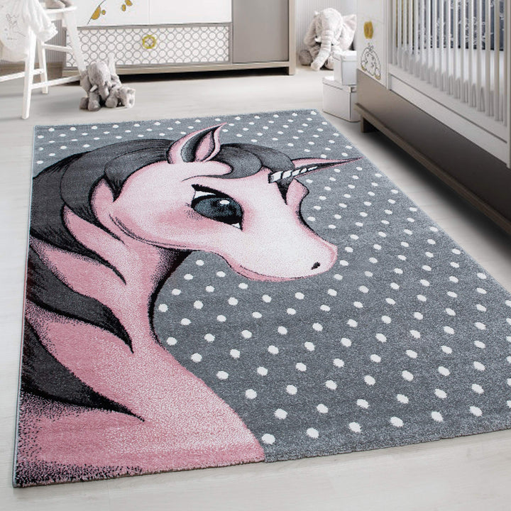 Kinderteppich Einhorn Design Spielteppich Weich & Soft Babyzimmer Spielzimmer Kinderzimmer Teppich K