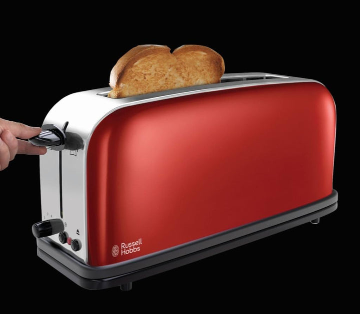 Russell Hobbs Toaster Langschlitz Colours+ rot, extra breite 1 Langschlitzkammer, 6 einstellbare Brä