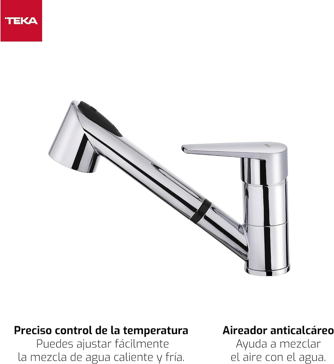 GRIFO MTP 978 D CROMO Monomando con caño bajo giratorio y maneral extraíble con función normal y duc