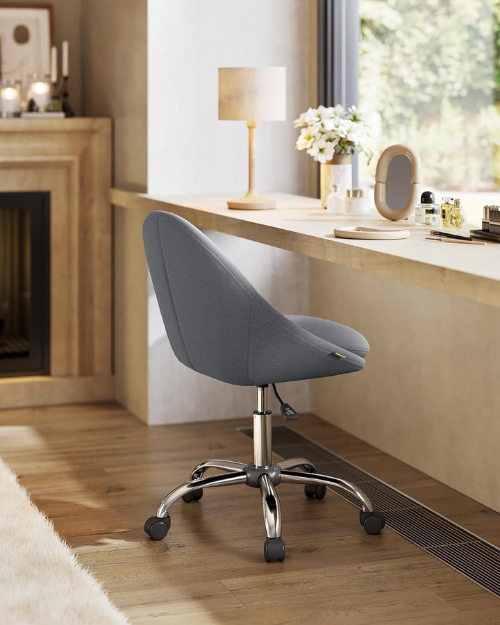 SONGMICS Homeoffice-Stuhl, Schminkstuhl aus Baumwoll-Leinen-Mischgewebe, Schreibtischstuhl, Schaumst