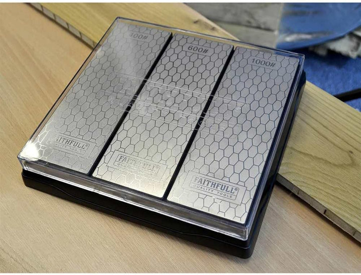 Faithfull FAIDWTRIPLE Diamant-Schleifstein-Set 3 Steine: 400G grob, 600G mittel und 1000G fein, inkl