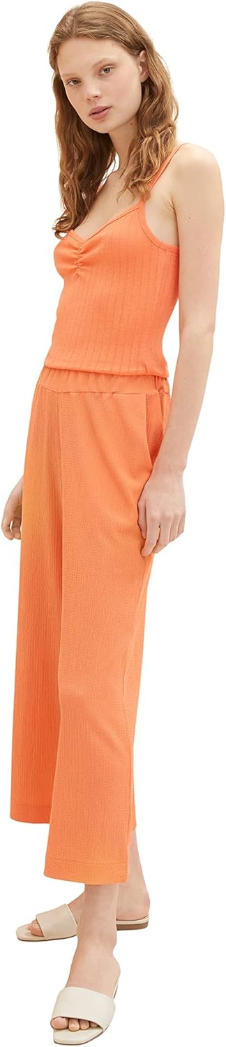 TOM TAILOR Denim Damen Basic Culotte Hose M 31699 - Luminous Coral, M 31699 - Luminous Coral
